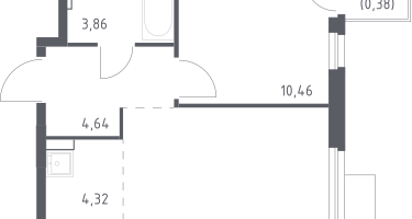 Студия, 38&nbsp;м²