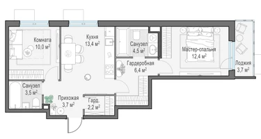 3-к. квартира, 57&nbsp;м²