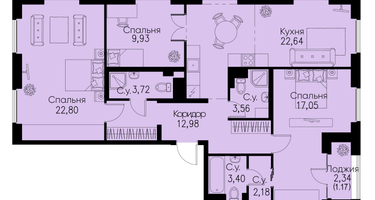 3-к. квартира, 99&nbsp;м²