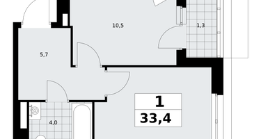 1-к. квартира, 33 м²