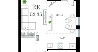 1-к. квартира, 52 м²