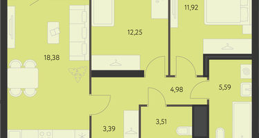 2-к. квартира, 61&nbsp;м²