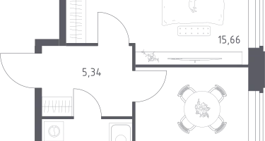1-к. квартира, 36&nbsp;м²