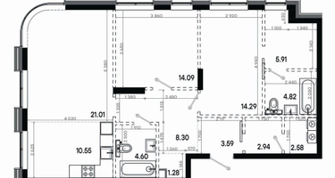 3-к. квартира, 93 м²