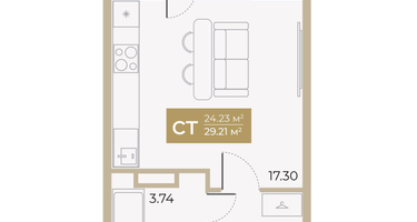 Студия, 24&nbsp;м²
