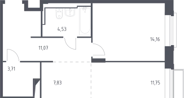 Студия, 53&nbsp;м²