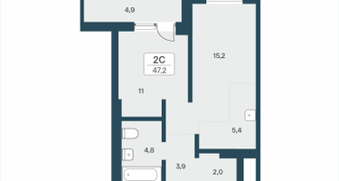 2-к. квартира, 47 м²