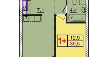 1-к. квартира, 39&nbsp;м²