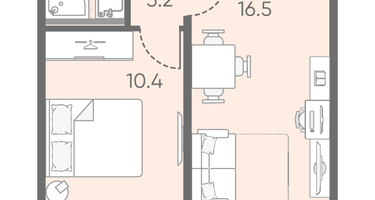 1-к. квартира, 32 м²