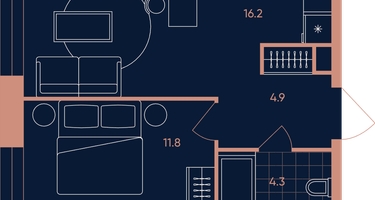 2-к. квартира, 37&nbsp;м²