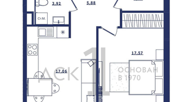 1-к. квартира, 47&nbsp;м²