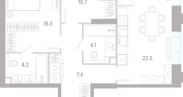 2-к. квартира, 72&nbsp;м²