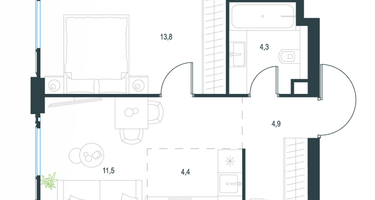 2-к. квартира, 39&nbsp;м²