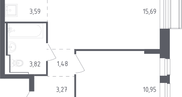 Студия, 38&nbsp;м²