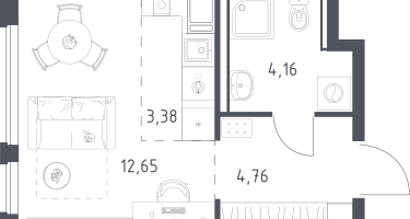 Студия, 24&nbsp;м²