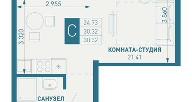 Студия, 31 м²