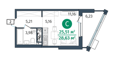 Студия, 25&nbsp;м²