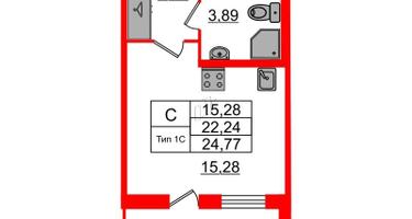 Студия, 22 м²