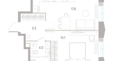 1-к. квартира, 41&nbsp;м²