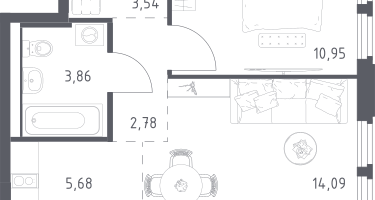 Студия, 40&nbsp;м²