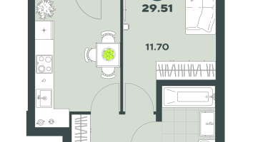 1-к. квартира, 29&nbsp;м²