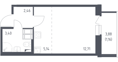 Студия, 25&nbsp;м²