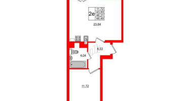 1-к. квартира, 46&nbsp;м²