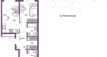 Студия, 62&nbsp;м²