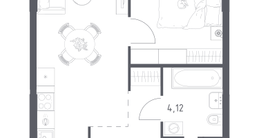 1-к. квартира, 34&nbsp;м²
