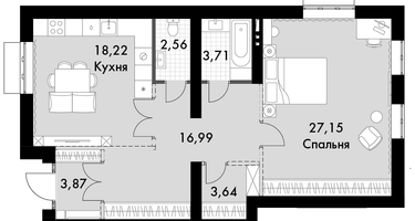 1-к. квартира, 77 м²