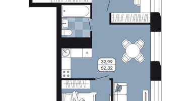 Студия, 53&nbsp;м²