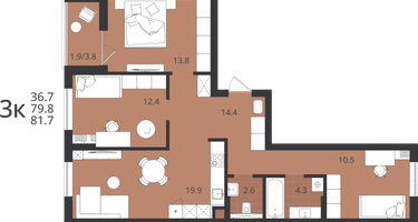 3-к. квартира, 79&nbsp;м²