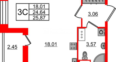 Студия, 24&nbsp;м²
