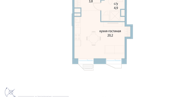 Студия, 28 м²