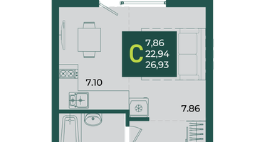 Студия, 26 м²