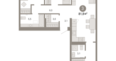 3-к. квартира, 81&nbsp;м²