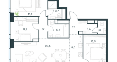 4-к. квартира, 96 м²