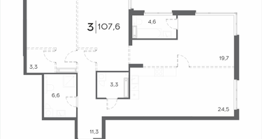 3-к. квартира, 107&nbsp;м²