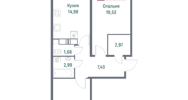 2-к. квартира, 66&nbsp;м²
