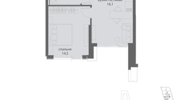 1-к. квартира, 39&nbsp;м²