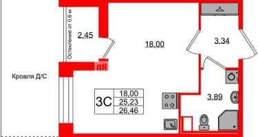 Студия, 25 м²