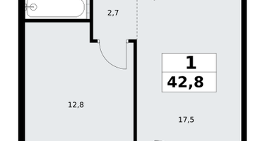 1-к. квартира, 42&nbsp;м²