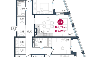 4-к. квартира, 146&nbsp;м²