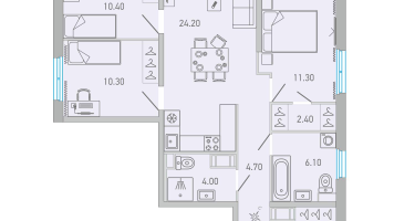 3-к. квартира, 85 м²