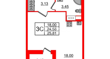 Студия, 24 м²