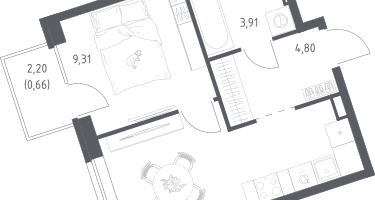 1-к. квартира, 32&nbsp;м²
