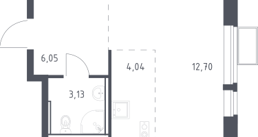 Студия, 25&nbsp;м²