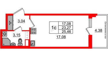 Студия, 23&nbsp;м²