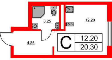 Студия, 20&nbsp;м²