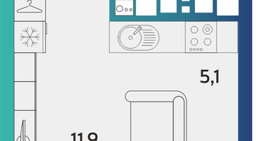 1-к. квартира, 26 м²